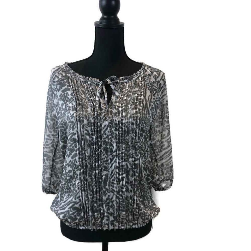 Express Grey and white top